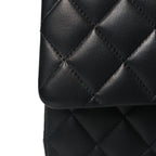 Lambskin Quilted Medium Double Flap Black