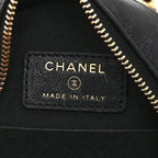 Goatskin Quilted Chanel 19 Round Clutch With Chain Black