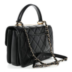 Lambskin Quilted Small Trendy CC Dual Handle Flap Bag Black