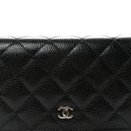 Caviar Quilted Wallet on Chain WOC Black