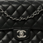 Caviar Quilted Medium Double Flap Black