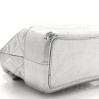 Metallic Crumpled Calfskin Quilted Small Gabrielle Backpack Silver