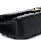 Lambskin Quilted Medium Double Flap Black