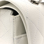 Caviar Quilted Medium Double Flap White