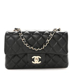 Lambskin Quilted Mini Rectangular Flap Black