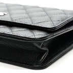 Caviar Quilted Wallet on Chain WOC Black
