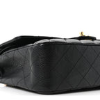 Caviar Quilted Medium Double Flap Black