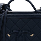Caviar Quilted Medium CC Filigree Vanity Case Navy
