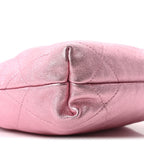 Metallic Lambskin Lacquered Monochrome Quilted Mini Chanel 22 Pink