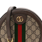 GG Supreme Monogram Web Mini Ophidia Round Shoulder Bag Brown