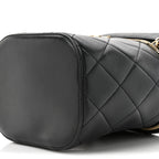 Lambskin Quilted Trendy Vanity Case Black