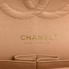 Caviar Quilted Medium Double Flap Beige Clair