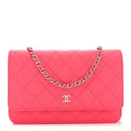 Caviar Quilted Wallet on Chain WOC Dark Pink