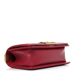 Lambskin Quilted Small Boy Flap Dark Red