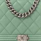 Caviar Quilted Boy Phone Holder Wallet On Chain Green