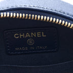 Lambskin Quilted Chanel 19 Round Clutch With Chain  Navy