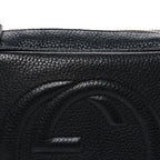Pebbled Calfskin Small Soho Disco Bag Black