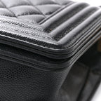 Caviar Quilted Small Boy Flap Black