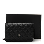 Caviar Quilted Wallet on Chain WOC Black