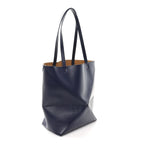 Shiny Calfskin XL Puzzle Fold Tote Abyss Blue