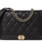 Caviar Quilted Boy Wallet On Chain WOC Dark Brown