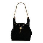 Suede Quilted Medium Chanel 25 Handbag Black