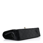 Patent Quilted Sparkle Glitter Medium Double Flap Black