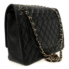 Lambskin Quilted Maxi Double Flap Black