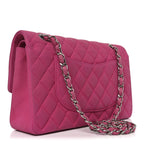 Iridescent Caviar Quilted Medium Double Flap Pink