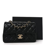 Lambskin Quilted Mini Rectangular Flap Black