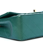 Iridescent Lambskin Quilted Mini Rectangular Flap Green