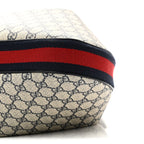 GG Supreme Monogram Textured Calfskin Web Large Attache Shoulder Bag Beige Blue