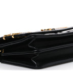 Lambskin Quilted Coco Clips Mini Wallet On Chain WOC Black