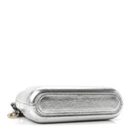 Metallic Lambskin Calfskin Quilted Small Gabrielle Clutch With Chain Silver