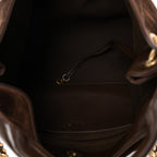 Suede Calfskin Lambskin Quilted Maxi Hobo Dark Brown