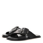 Calfskin Petal Belt Flat Sandal 36 Black
