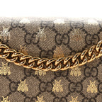 GG Supreme Monogram Bees Medium Padlock Shoulder Bag Beige Oro Black