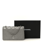 Lambskin Crystal Quilted Wallet On Chain WOC Grey