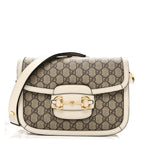 GG Supreme Monogram Horsebit 1955 Shoulder Bag Beige Mystic White