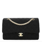 Jersey Quilted Medium Bijoux Chain Double Flap Black