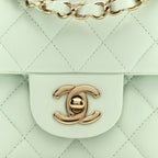 Lambskin Quilted Mini Rectangular Flap Light Green