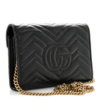 Calfskin Matelasse GG Marmont Chain Wallet Black