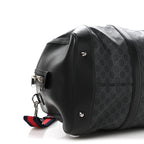 Soft GG Supreme Monogram Appia Calfskin Web Large Carry On Duffle Bag Black Grey