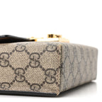 GG Supreme Monogram Calfskin Mini Padlock Top Handle Shoulder Bag Beige Black Cuir