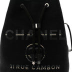 Striped Canvas Deauville Drawstring Backpack Black