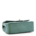 Iridescent Lambskin Quilted Mini Rectangular Flap Green