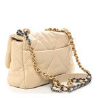 Lambskin Quilted Medium Chanel 19 Flap Beige
