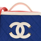 Caviar Quilted Small CC Filigree Vanity Case Blue White Red