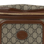 GG Supreme Monogram Textured Calfskin Retro Interlocking G Belt Bag Beige Ebony Brown Sugar