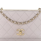 Lambskin Quilted Trendy CC Wallet On Chain WOC Lilac